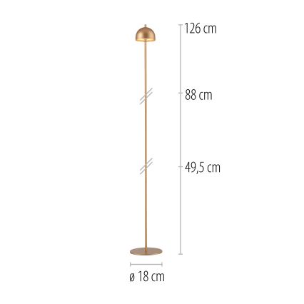 Schöner Wohnen 19245-12 - LED vanjska podna lampa BELLIS, s mogućnošću prigušivanja, na dodir, punjiva, LED/2,5W/5V 2600 mAh IP54, zlatna