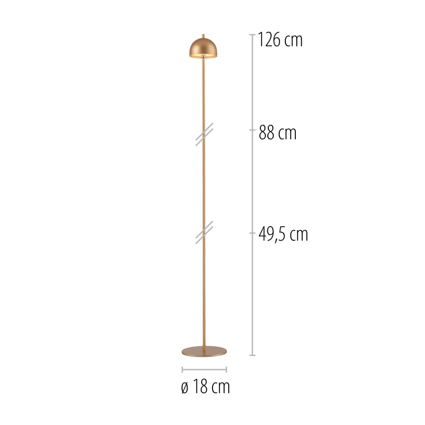 Schöner Wohnen 19245-12 - LED vanjska podna lampa BELLIS, s mogućnošću prigušivanja, na dodir, punjiva, LED/2,5W/5V 2600 mAh IP54, zlatna