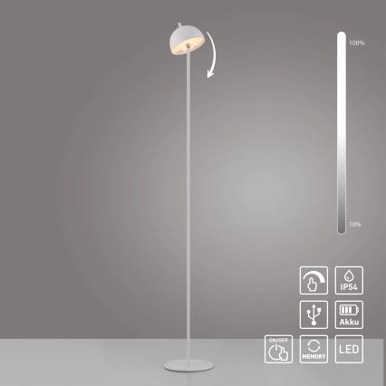 Schöner Wohnen 19245-16 - LED podna lampa BELLIS, vanjska, punjiva, dodirna, s podesivom svjetlinom, LED/2,5W/5V 2600 mAh IP54, bijela