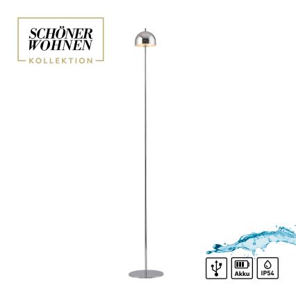 Schöner Wohnen 19245-17 - LED prigušiva dodirna punjiva vanjska podna svjetiljka BELLIS LED/2,5W/5V 2600 mAh IP54 sjajni krom