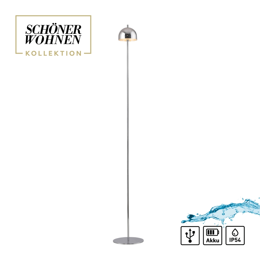 Schöner Wohnen 19245-17 - LED prigušiva dodirna punjiva vanjska podna svjetiljka BELLIS LED/2,5W/5V 2600 mAh IP54 sjajni krom