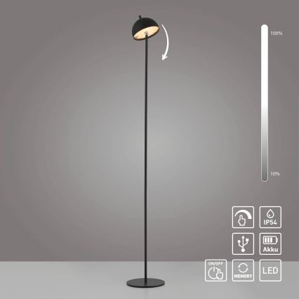 Schöner Wohnen 19245-18 - BELLIS vanjska podna LED lampa s dodirnim prigušivanjem, punjiva, LED/2,5W/5V, 2600 mAh, IP54, crna