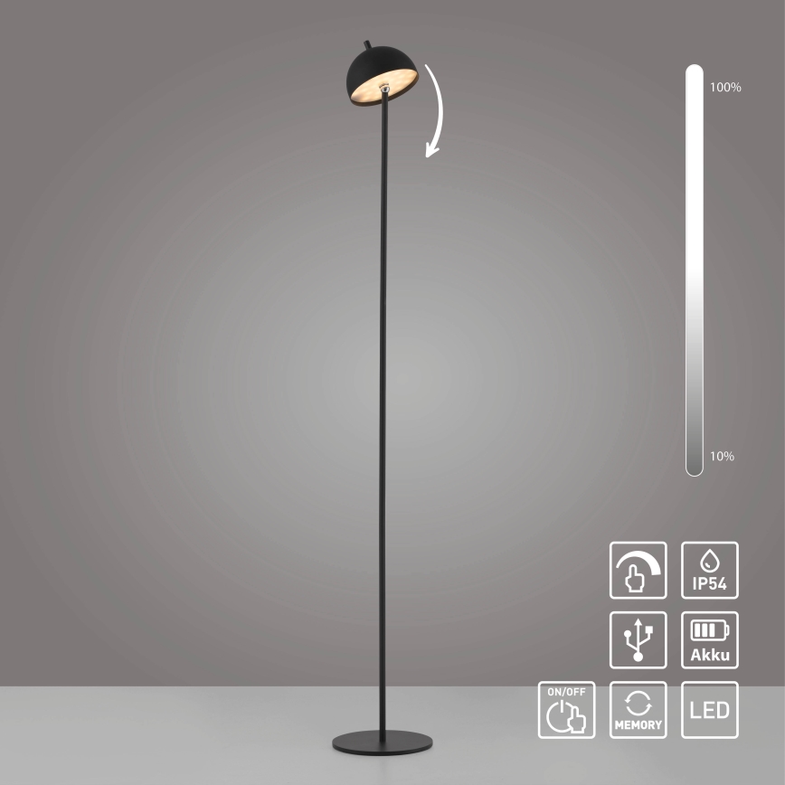 Schöner Wohnen 19245-18 - BELLIS vanjska podna LED lampa s dodirnim prigušivanjem, punjiva, LED/2,5W/5V, 2600 mAh, IP54, crna