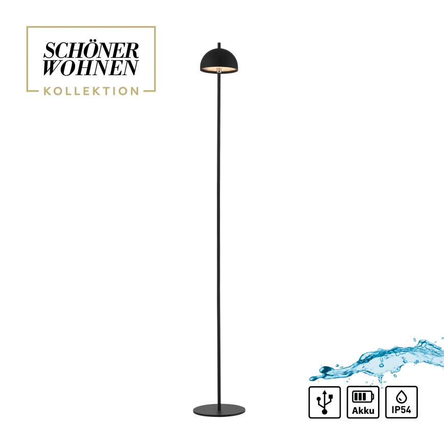 Schöner Wohnen 19245-18 - BELLIS vanjska podna LED lampa s dodirnim prigušivanjem, punjiva, LED/2,5W/5V, 2600 mAh, IP54, crna