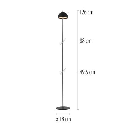 Schöner Wohnen 19245-18 - BELLIS vanjska podna LED lampa s dodirnim prigušivanjem, punjiva, LED/2,5W/5V, 2600 mAh, IP54, crna