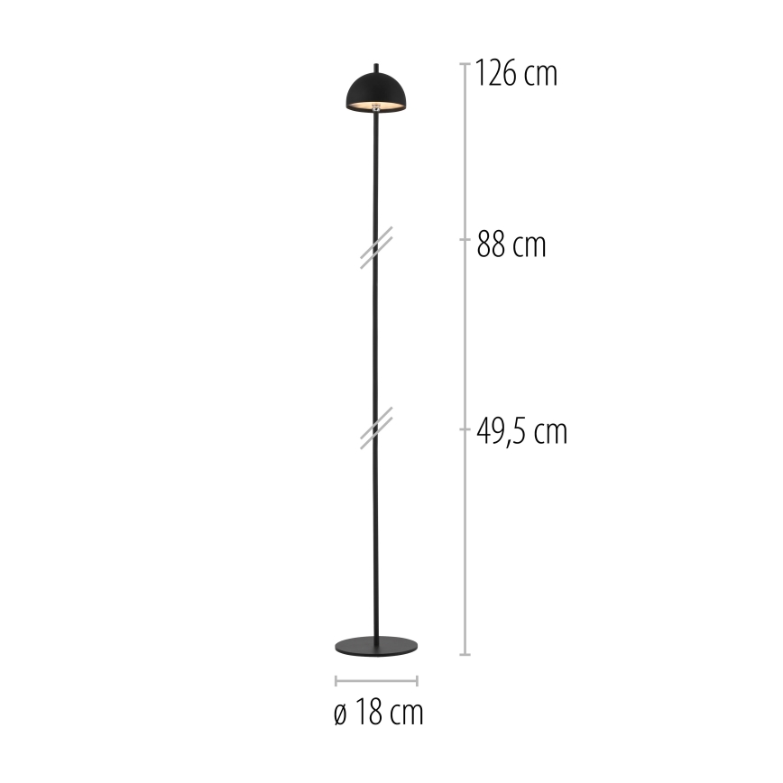 Schöner Wohnen 19245-18 - BELLIS vanjska podna LED lampa s dodirnim prigušivanjem, punjiva, LED/2,5W/5V, 2600 mAh, IP54, crna