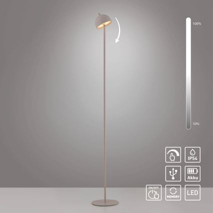 Schöner Wohnen 19245-39 - LED s mogućnošću prigušivanja, punjiva vanjska podna lampa BELLIS, upravljanje na dodir, LED/2,5W/5V 2600 mAh IP54 siva