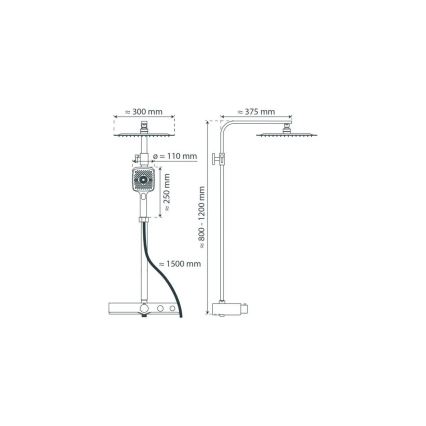 Schütte 60531 - Tuš set s termostatskom baterijom OCEAN, sjajni krom/antracit