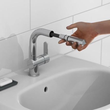 Schütte 79710 - Kuhinjska miješalica s izvlačivim tušem LONDON, sjajni krom