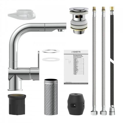 Schütte 79710 - Kuhinjska miješalica s izvlačivim tušem LONDON, sjajni krom