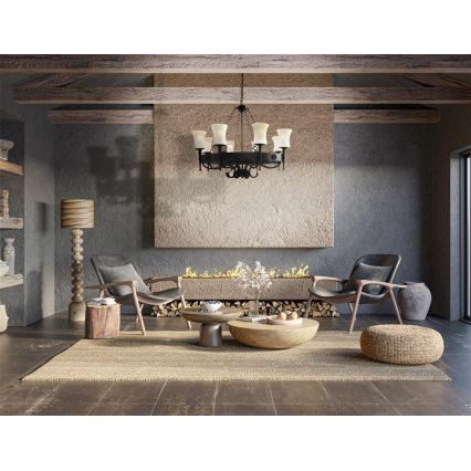 Searchlight - Luster na lancu CARTWHEEL 8xE27/60W/230V crna