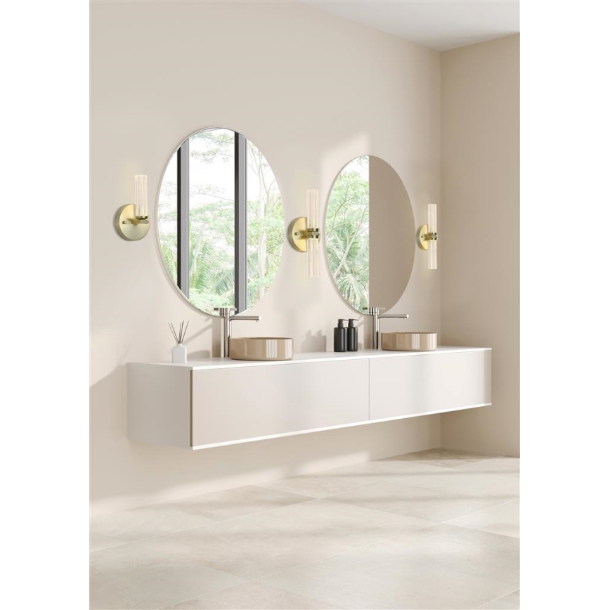 Searchlight - LED prigušivo kupaonsko zidno svjetlo ABERDEEN LED/7W/230V IP44 mesing