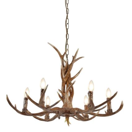 Searchlight - Luster na lancu STAG 6xE14/7W/230V rogovlje