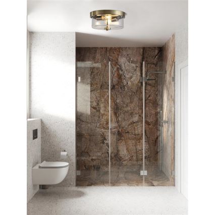 Searchlight - Kupaonsko stropno svjetlo PRESTON 2xE27/60W/230V IP44 Ø 33 cm mesing