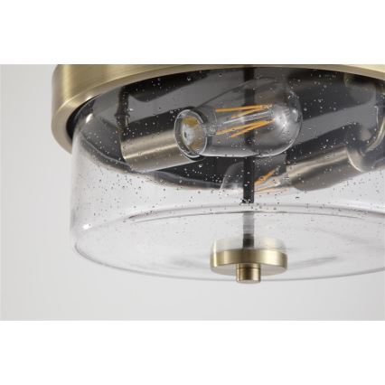 Searchlight - Kupaonsko stropno svjetlo PRESTON 2xE27/60W/230V IP44 Ø 33 cm mesing