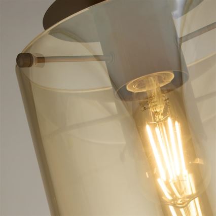 Searchlight - Stropna svjetiljka SWEDEN 1xE27/60W/230V Ø 22 cm smeđa/zadimljena