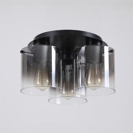 Searchlight - Stropna svjetiljka SWEDEN 3xE27/60W/230V Ø 39 cm crna/zadimljena