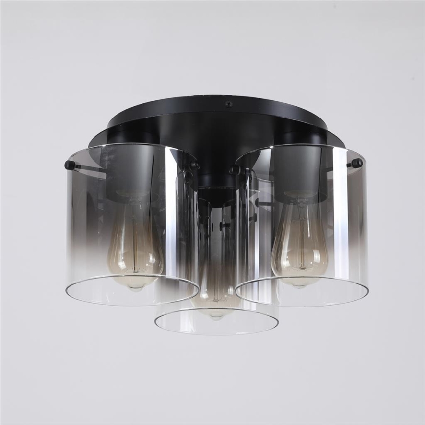 Searchlight - Stropna svjetiljka SWEDEN 3xE27/60W/230V Ø 39 cm crna/zadimljena