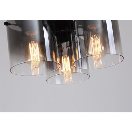 Searchlight - Stropna svjetiljka SWEDEN 3xE27/60W/230V Ø 39 cm crna/zadimljena