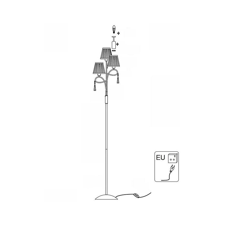 Searchlight - Podna lampa SIMPLICITY 3xE14/60W/230V sjajni krom