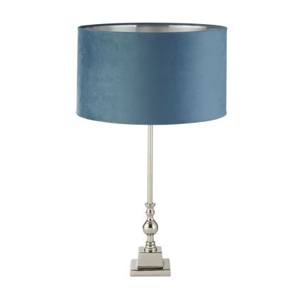 Searchlight - Stolna lampa WHITBY 1xE27/10W/230V plava/sjajni krom