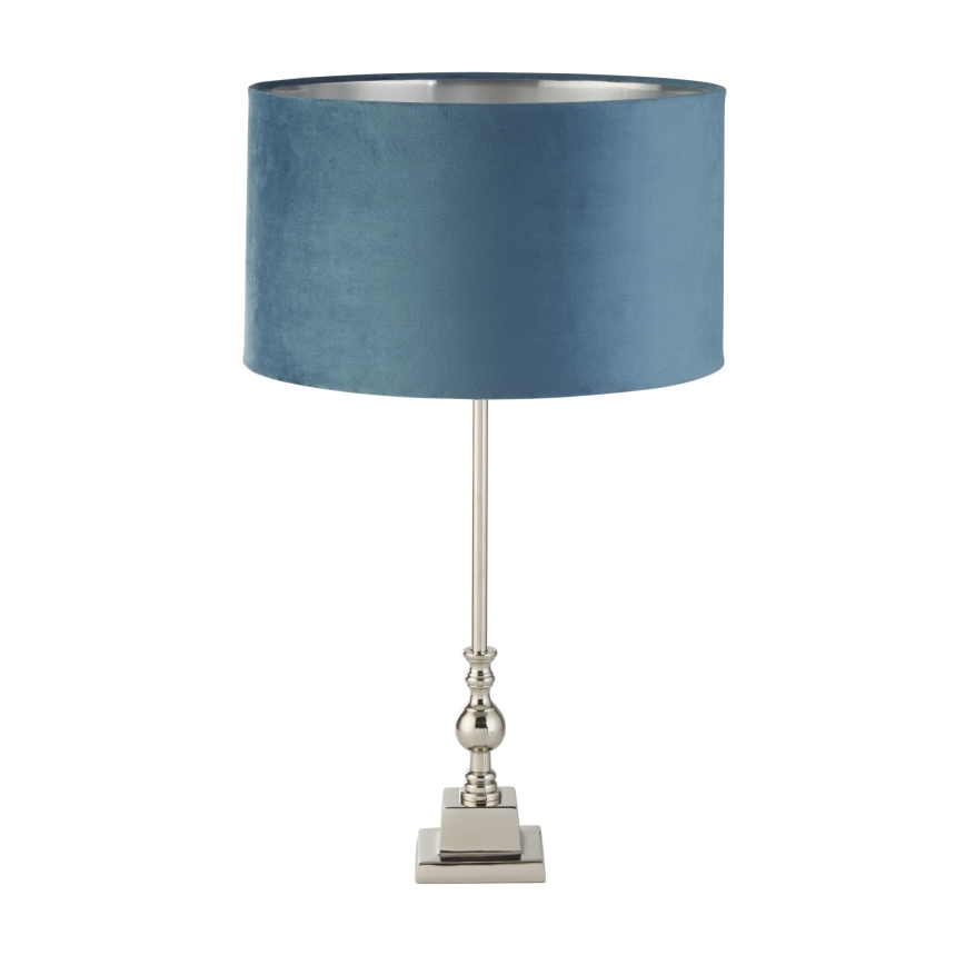 Searchlight - Stolna lampa WHITBY 1xE27/10W/230V plava/sjajni krom