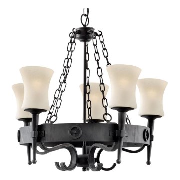 Searchlight - Luster na lancu CARTWHEEL 5xE27/60W/230V crna