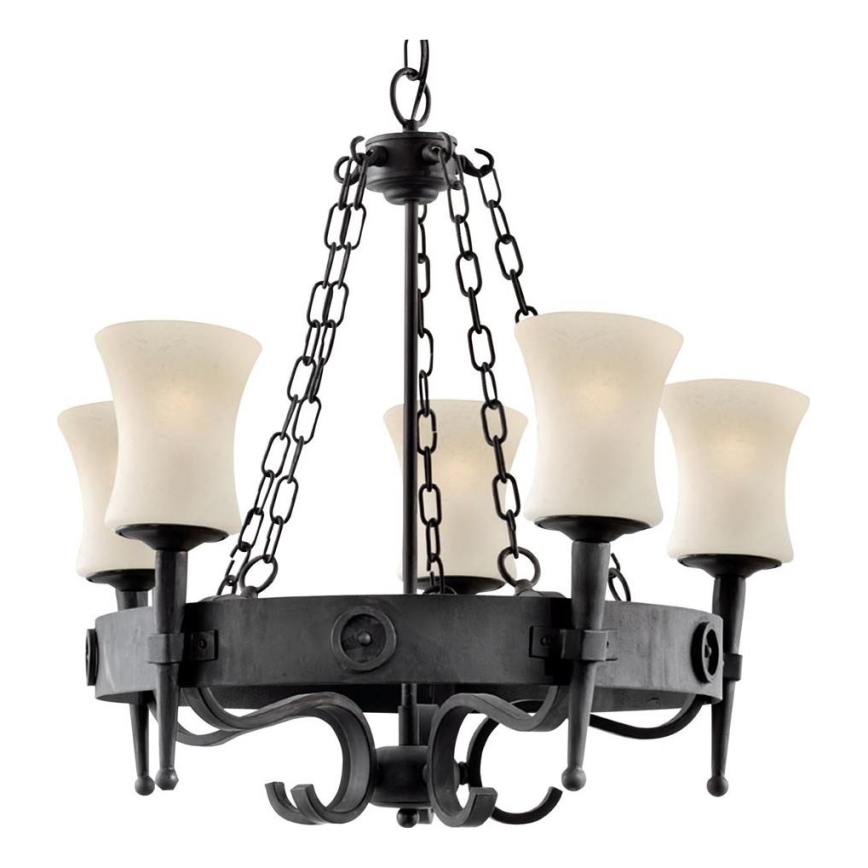 Searchlight - Luster na lancu CARTWHEEL 5xE27/60W/230V crna