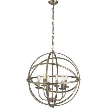 Searchlight - Luster na lancu ORBIT 6xE14/60W/230V mesing