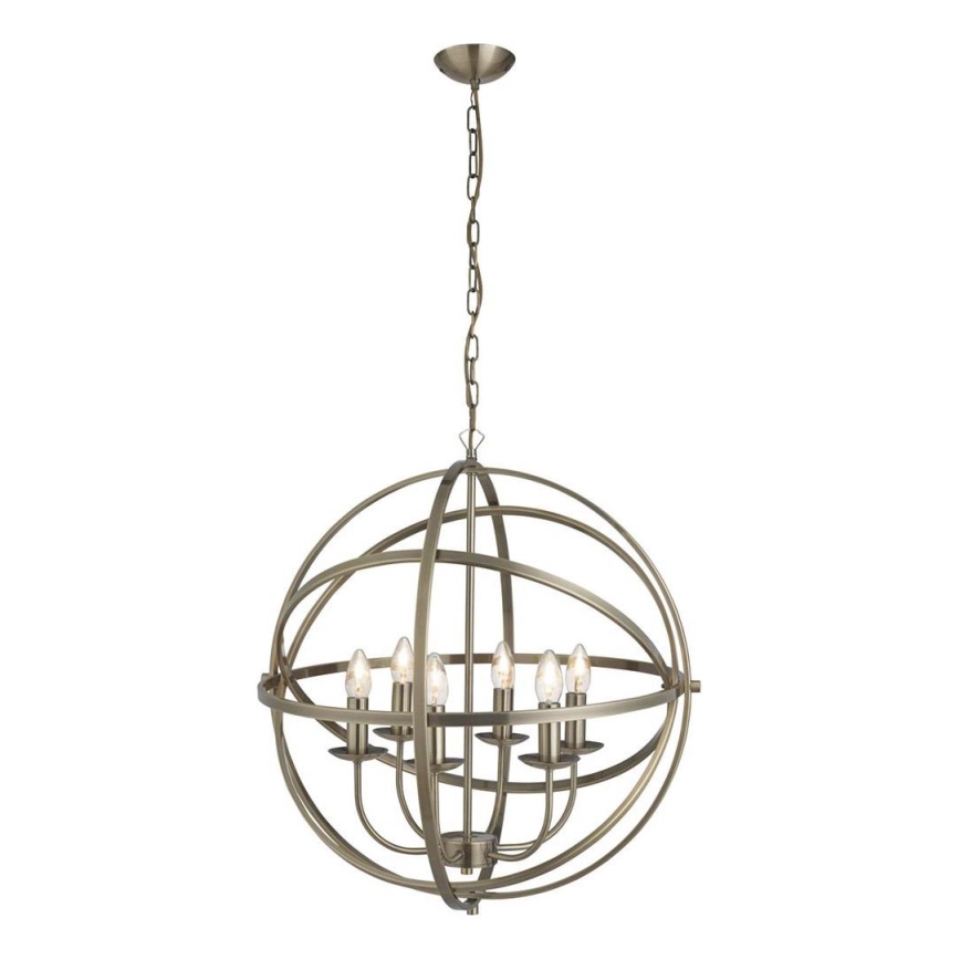 Searchlight - Luster na lancu ORBIT 6xE14/60W/230V mesing