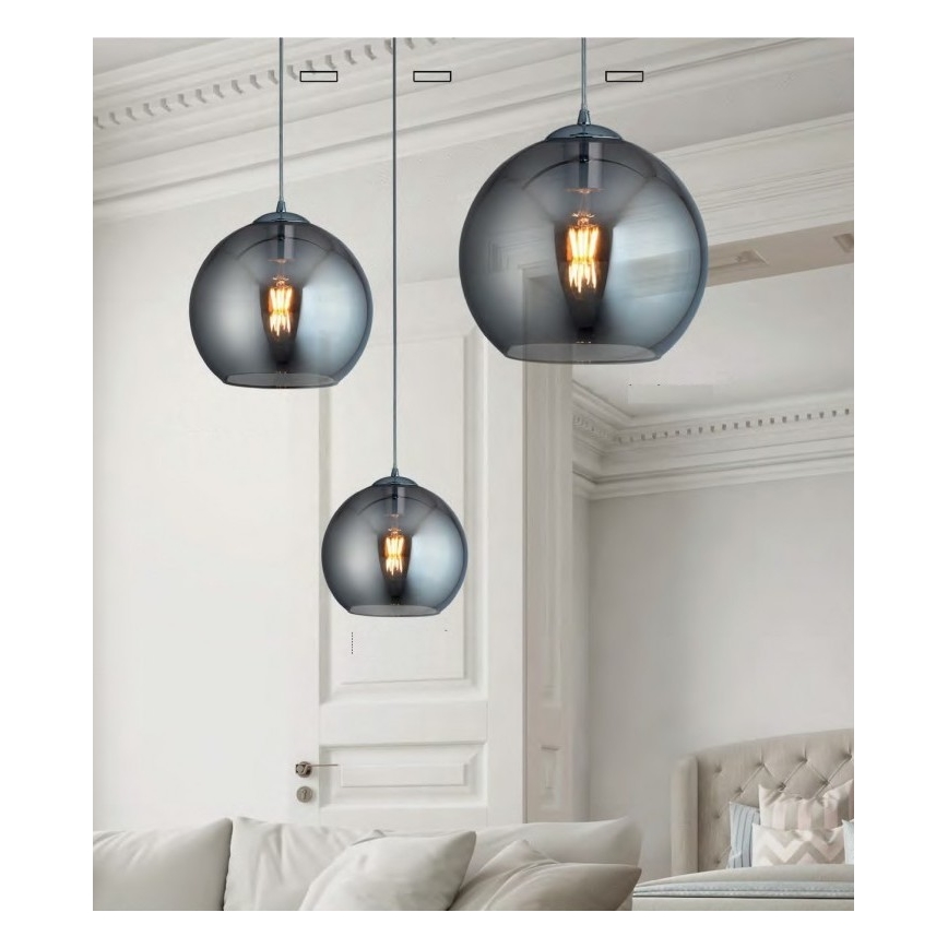 Searchlight - Luster na sajli BALL 1xE27/60W/230V crna