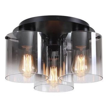 Searchlight - Stropna svjetiljka SWEDEN 3xE27/60W/230V Ø 39 cm crna/zadimljena