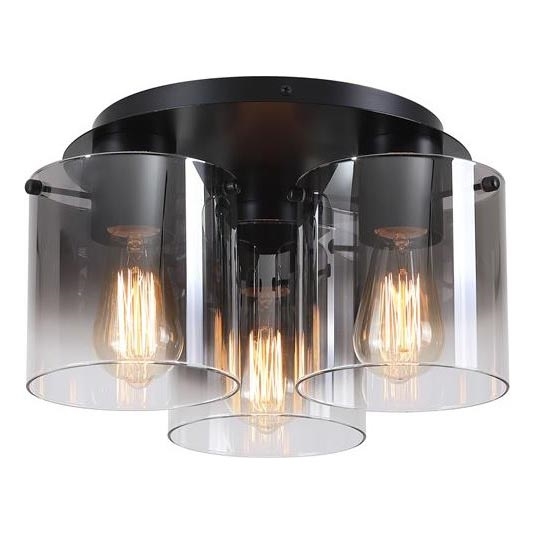 Searchlight - Stropna svjetiljka SWEDEN 3xE27/60W/230V Ø 39 cm crna/zadimljena