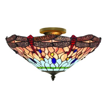 Searchlight - Tiffany stropna svjetiljka DRAGONFLY 3xE14/40W/230V