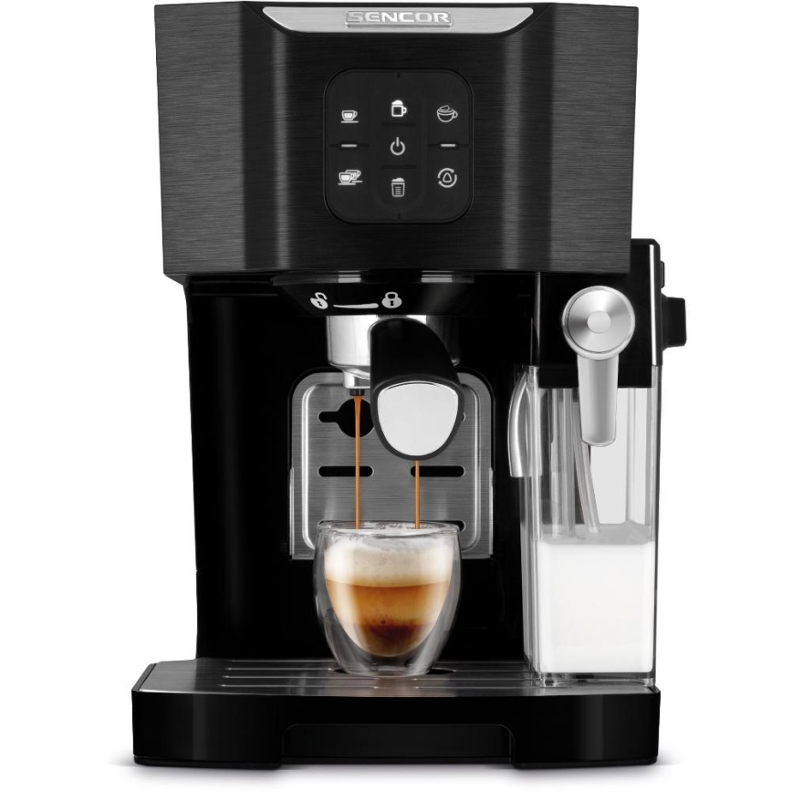 Sencor - Aparat za espresso s portafilom 1450W/230V crna/matirani krom