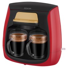 Sencor - Aparat za kavu s dvije šalice 500W/230V crvena/crna