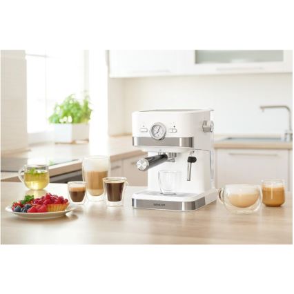 Sencor - Aparat za kavu s polugom espresso 1050W/230V bijela/mat krom