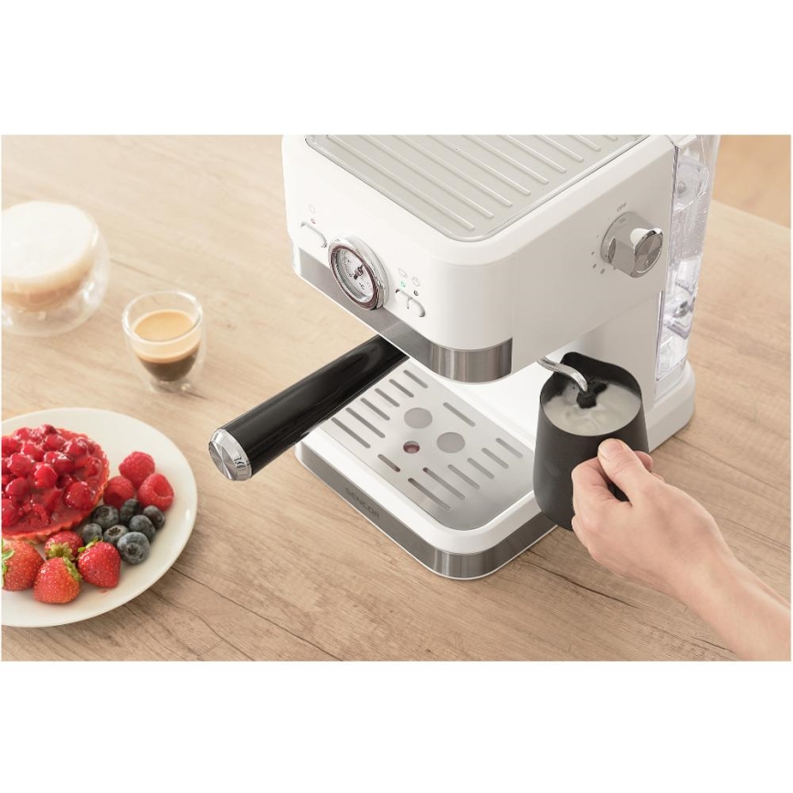 Sencor - Aparat za kavu s polugom espresso 1050W/230V bijela/mat krom