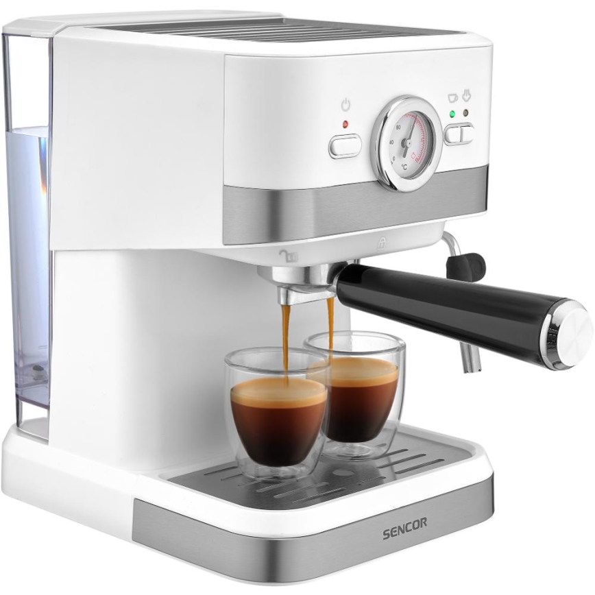 Sencor - Aparat za kavu s polugom espresso 1050W/230V bijela/mat krom