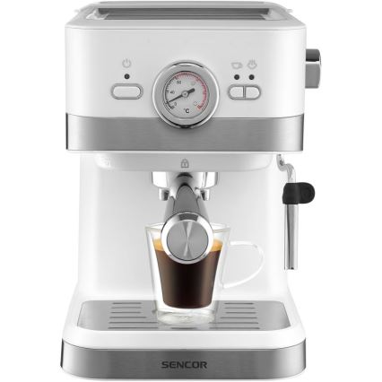 Sencor - Aparat za kavu s polugom espresso 1050W/230V bijela/mat krom