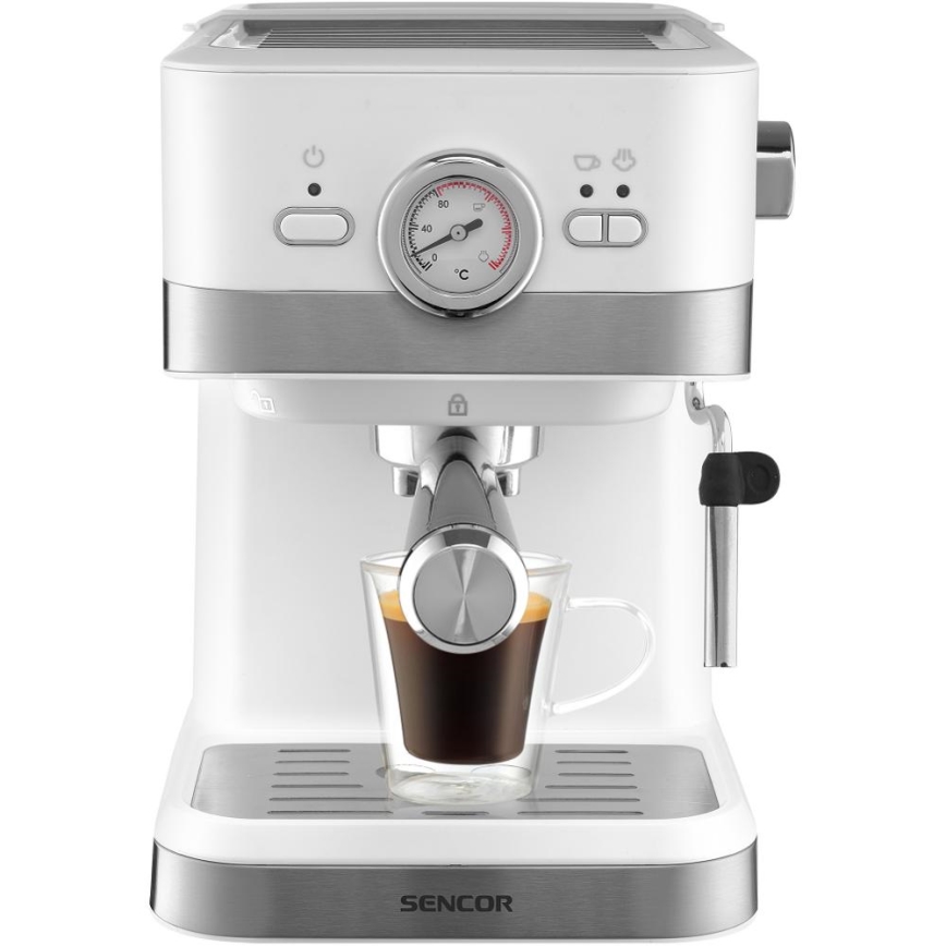 Sencor - Aparat za kavu s polugom espresso 1050W/230V bijela/mat krom
