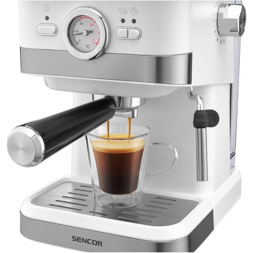 Sencor - Aparat za kavu s polugom espresso 1050W/230V bijela/mat krom