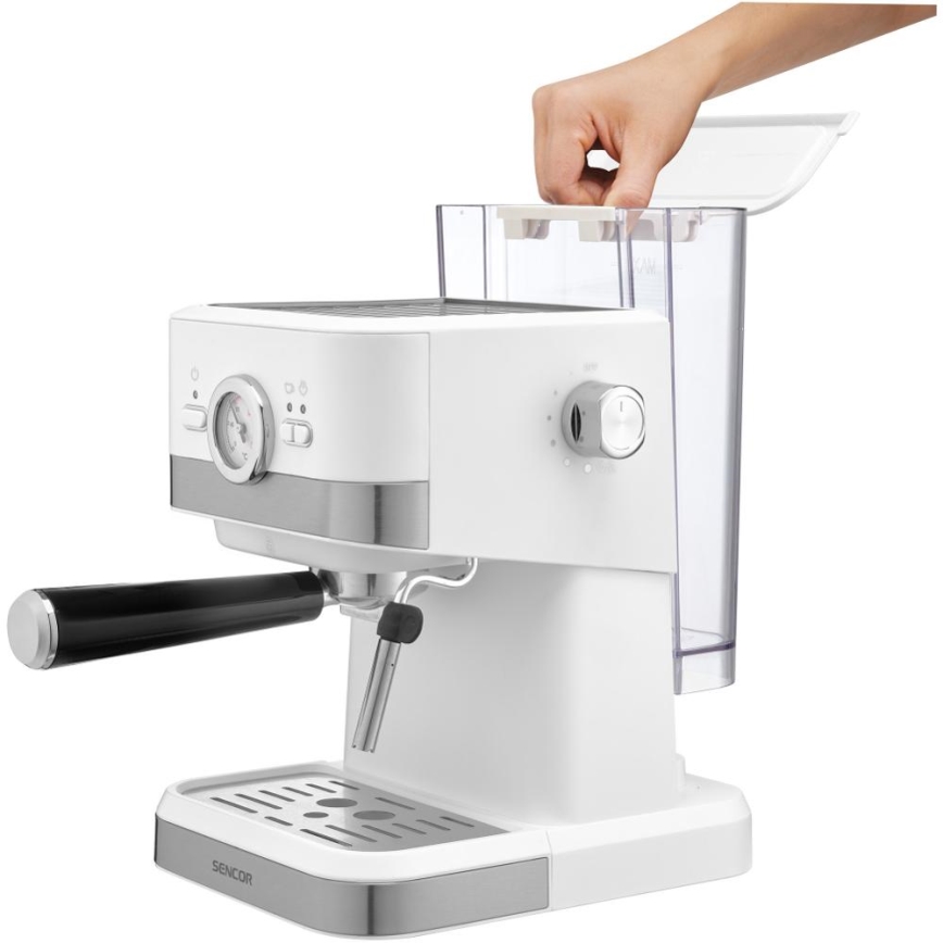 Sencor - Aparat za kavu s polugom espresso 1050W/230V bijela/mat krom