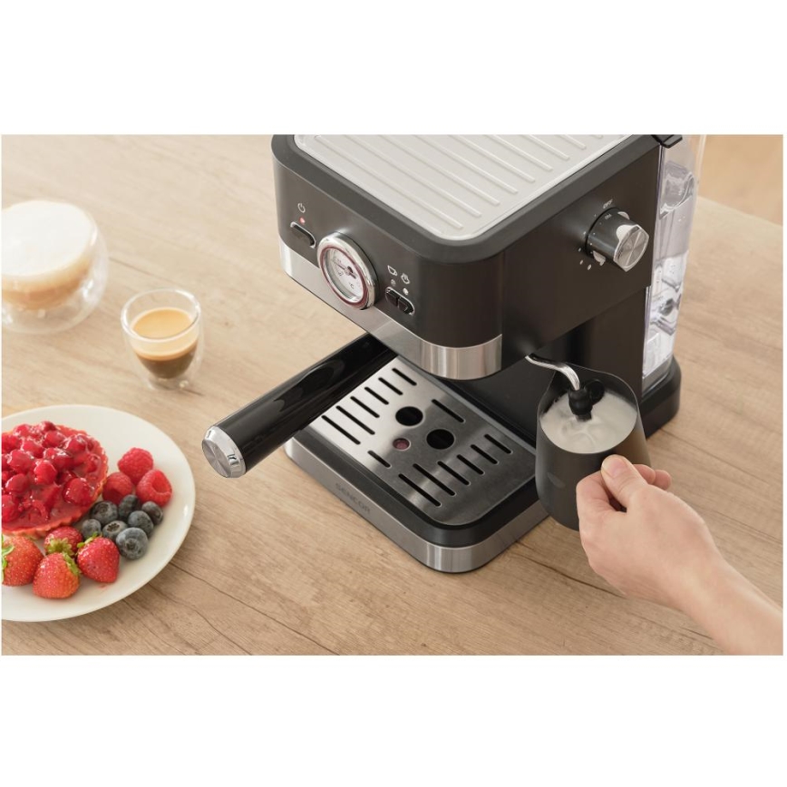 Sencor - Aparat za kavu s polugom espresso 1050W/230V crna/mat krom