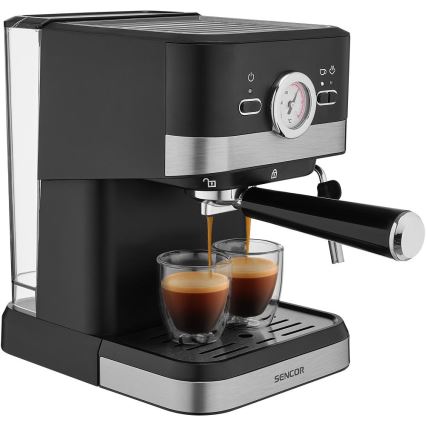 Sencor - Aparat za kavu s polugom espresso 1050W/230V crna/mat krom