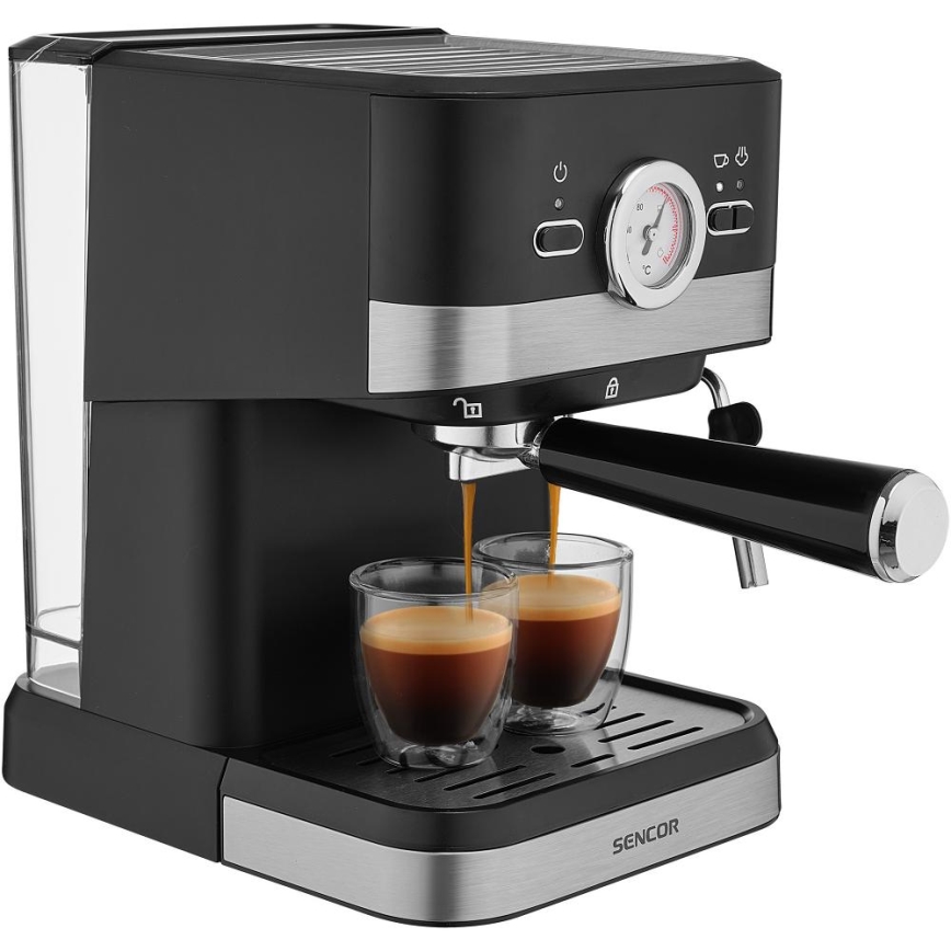 Sencor - Aparat za kavu s polugom espresso 1050W/230V crna/mat krom