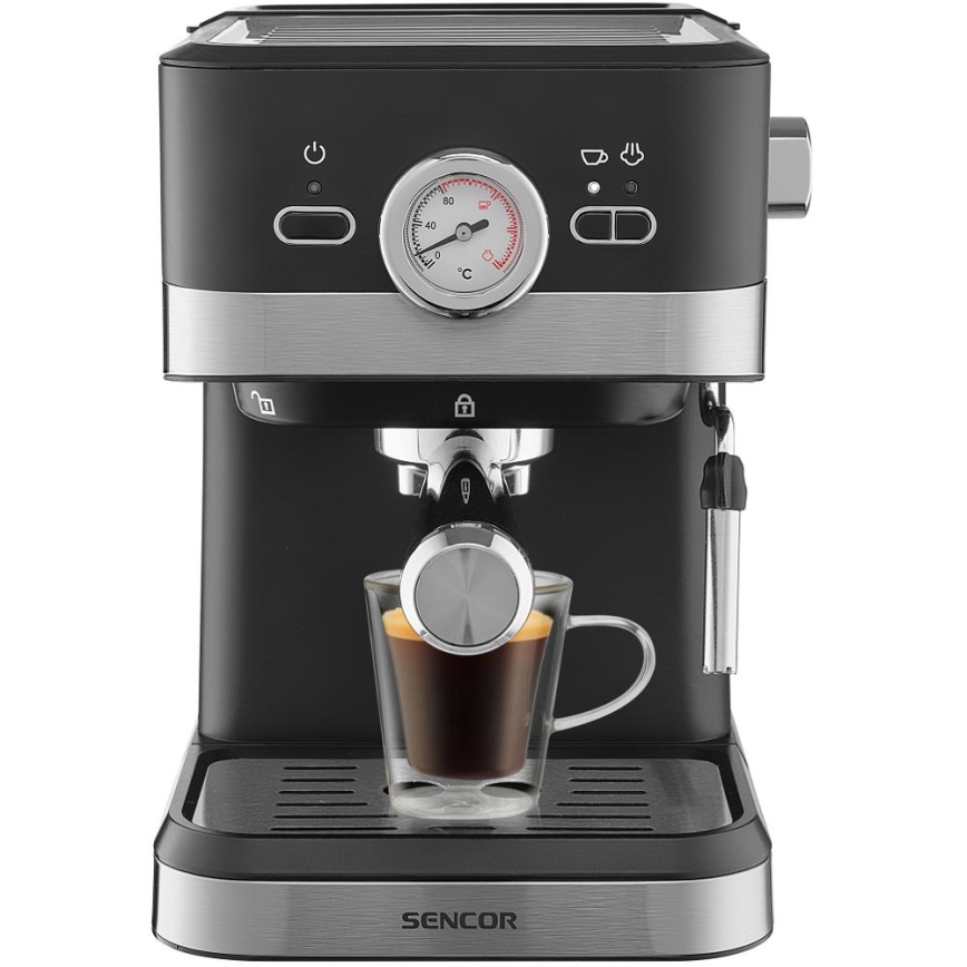 Sencor - Aparat za kavu s polugom espresso 1050W/230V crna/mat krom