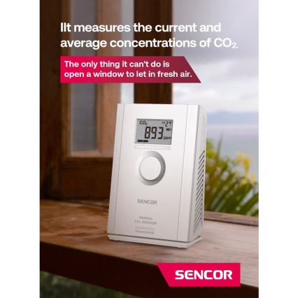 Sencor - Bežični senzor ugljikovog dioksida 5V/3xAA 2000 mAh