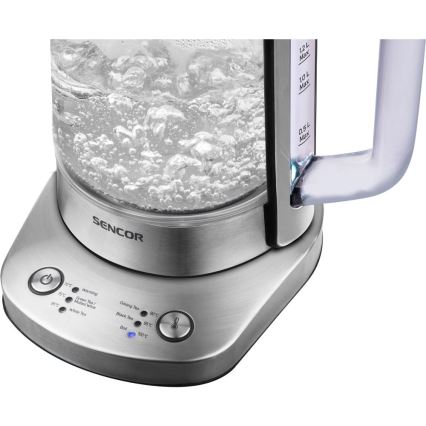 Sencor - Brzo električno kuhalo za vodu s termoregulacijom, 1,5 l, 1500 W/230 V, nehrđajući čelik