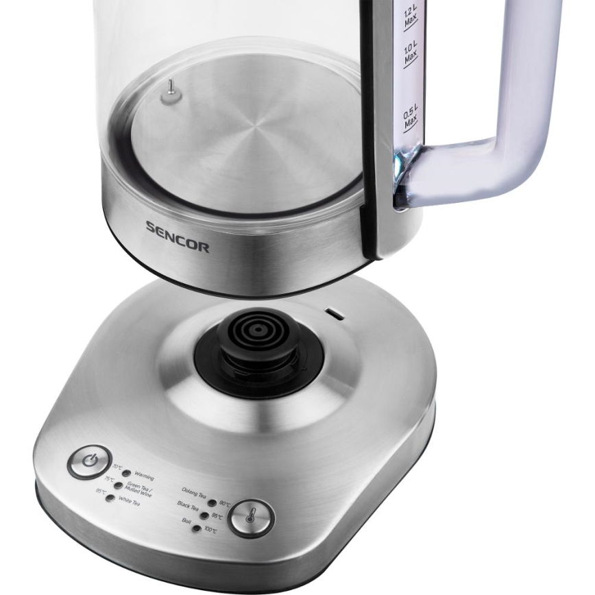 Sencor - Brzo električno kuhalo za vodu s termoregulacijom, 1,5 l, 1500 W/230 V, nehrđajući čelik